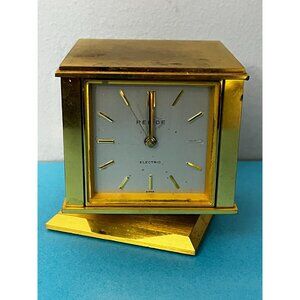ROTATING RELIDE SWISS Brass CLOCK W MULTI WEATHER STATION Heavy 4 repair